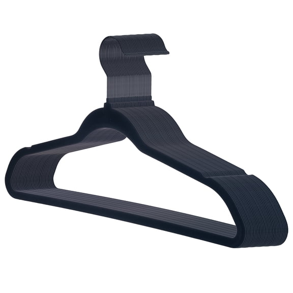 Better Homes & Gardens Slim Non-Slip Velvet Hangers, Black, 30-Pack
