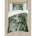 thumbnail image 3 of Nature Duvet Cover Set King Size, Tree Branch in Spring Season Fairy Jungle Growth Nature Look Up Wood Scene Photo Print, Decorative 3 Piece Bedding Set with 2 Pillow Shams, Green, by Ambesonne, 3 of 3