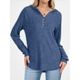 thumbnail image 7 of safuny Sweaters for Women Long Sleeve Tunic Tops Button Down V Neck Pullover Casual Loose Sweatshirt Navy _d XXL, 7 of 7