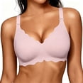 thumbnail image 2 of Qwertyu Wireless Jelly Bras for Women No Underwire Scalloped Push Up Bralettes Seamless Soft Comfort Everyday Tshirt Bra Pink 34, 2 of 7
