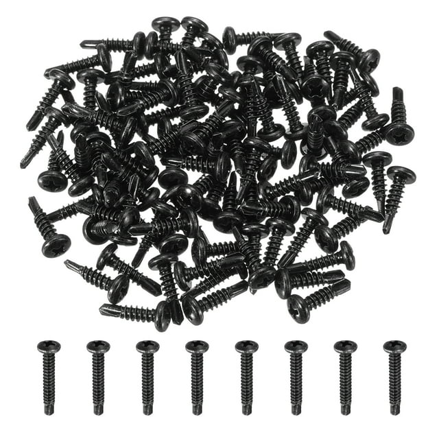 Uxcell 120Pcs M4.2 x 16mm Pan Head Self Tapping Screws for Metal, Black