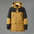 thumbnail image 3 of IYTR Mens Winter Jacket Windproof Parka Jackets Hooded Down Coat Long Sleeve Plus Size Padded Jacket Warm Winter Coats (Yellow,XXXL), 3 of 9