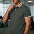 thumbnail image 6 of DPTALR Men's Casual Contrast Trim Short Sleeve Button Polo Shirt,Army Green,Big Men's,Tall Men's L,Young Men's T-shirt, 6 of 7