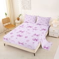 thumbnail image 2 of Erosebridal Butterfly Bow Knot Queen Sheet Sets for Kid, Princess Style Bed Set, Purple, 4pcs, 2 of 5