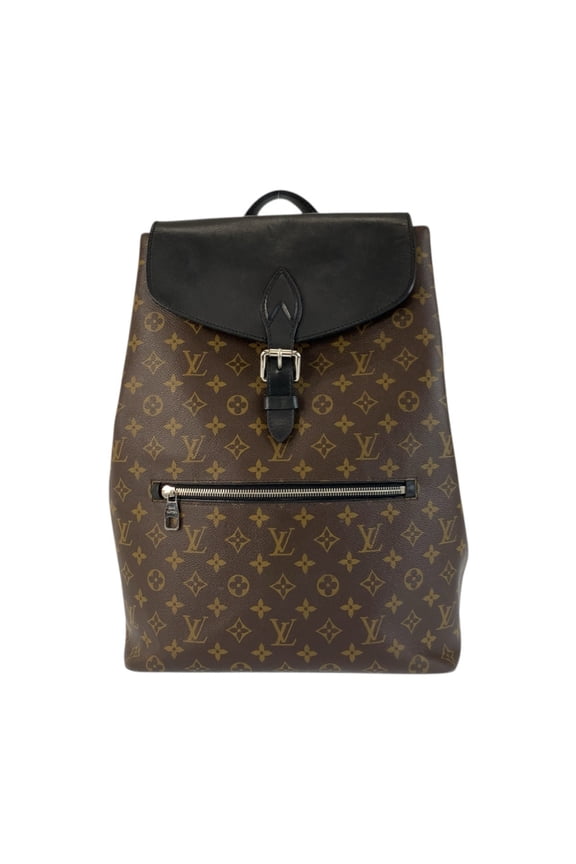 Pre-Owned LOUIS VUITTON Monogram Macassar Parc Brown/Black Leather Backpack with Silver...