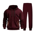thumbnail image 2 of Ketyyh-chn99 Ensemble 2 Pcs pour Homme à Col Rond Pantalon à Capuche Décontracté pour Homme Chandail Uni à Enfiler Grande Poche Jambe Décontractée Taille pour 2TG, Rouge, 2 of 5