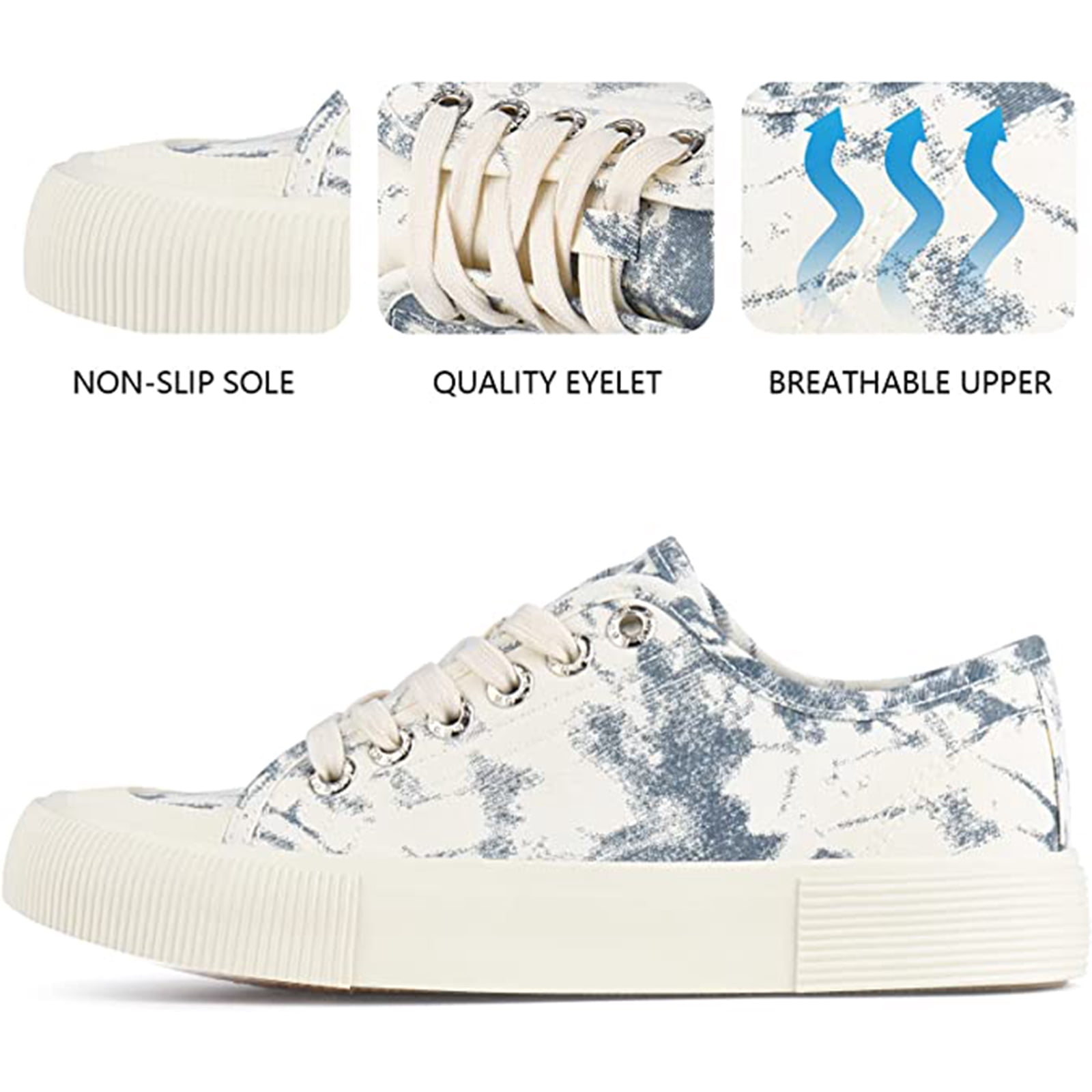 JENN ARDOR Women's Canvas Fashion Sneakers Comfortable Low Top Lace Up Comfortable Casual Shoes Walking Flats