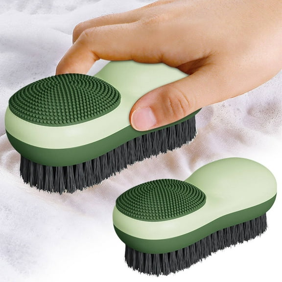 Two-Sided Laundry Stain Remover Brush, Soft Bristle for Scrubbing Out Tough Stains on Wool Cashmere Delicate Fabrics Knits Cotton Leather, Easy to Grip Hand Washing Clothes Brushes