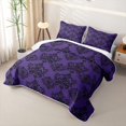 thumbnail image 3 of Erosebridal Purple Vintage Damask Bed Spread Queen for Women Girls, Mandala Boho Floral Queen Coverlet Set, 3-Piece, 3 of 7
