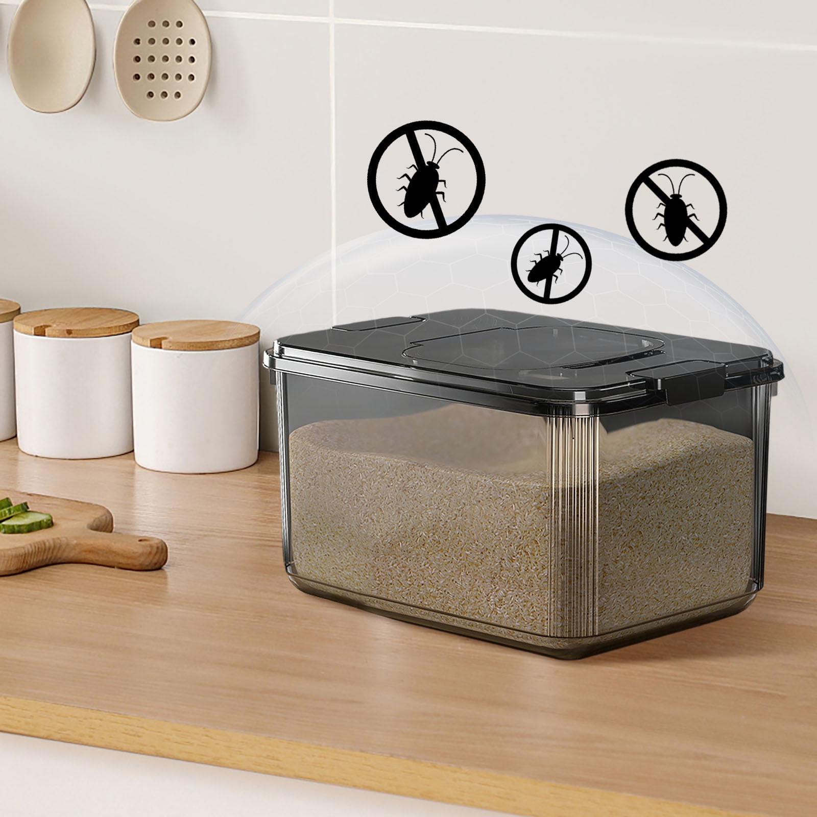 ZZERHUOO Rice 25 Pounds Top of Fridge Storage Airtight Food Storage Containers with Leveler Food Containers Food Airtight Food Storage Containers Food Storage Large Volume Storage Containers For