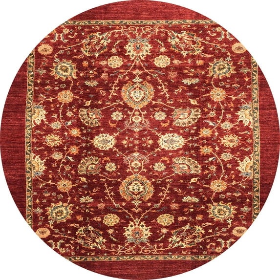Ahgly Company Indoor Round Abstract Red Abstract Area Rugs, 8' Round