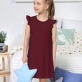 thumbnail image 4 of Fotbe Maroon Vestido de Dormir para Niñas de 3 a 10 Años, Mangas Cortas, Estilo Princesa, Pijama Camisón con Mangas Voladas-Large, 4 of 6