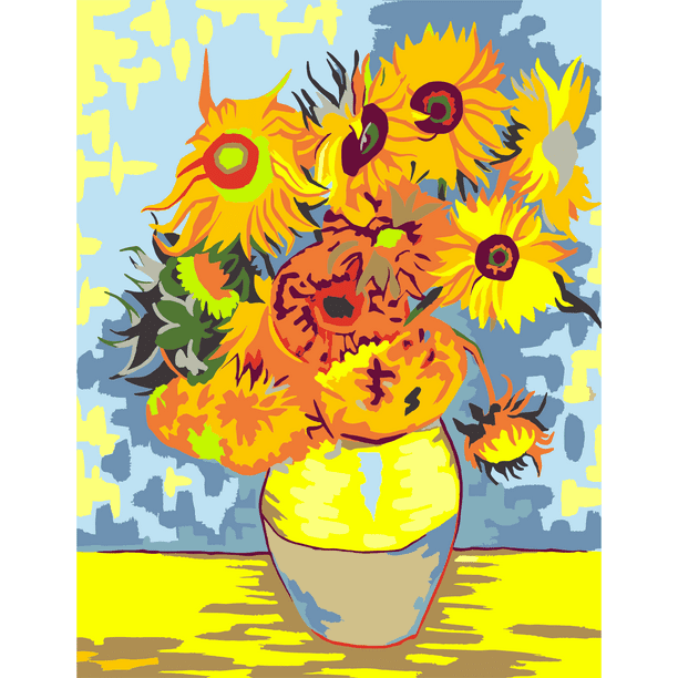 Artwille Diy Paint By Numbers For S And Kids Acrylic Painting Kit Sunflowers 13 8 X 17 7 In Com - How To Diy Paint By Numbers