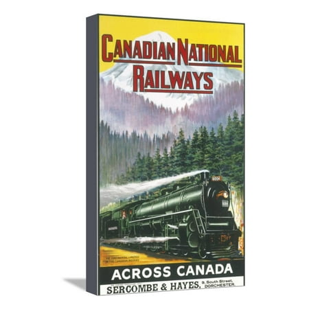 Canadian Pacific Steam Engine - Canadian National Railways Poster Showing a Steam Engine Train in Canada Stretched Canvas Print Wall Art