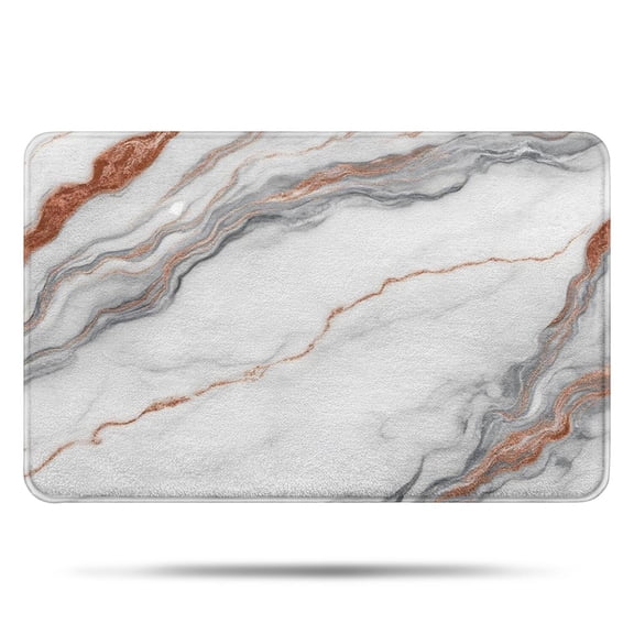 White Marble Copper Line Pattern Bathroom Rugs Mat,Non Slip Microfiber Bathroom Rug,Rubber Backing,Soft Bathroom Mats for Bathroom Floor,Tub and Shower,17x27in(43x68cm)
