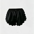 thumbnail image 4 of Women's Scalloped Satin Lounge Shorts Elastic Waist Summer Split Side Pajama Bottoms Loose Sleepwear Shorts, 4 of 7