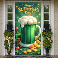 thumbnail image 5 of Green Theme St. Patrick's Day Banner Shamrock Pattern Irish Festival Display Gold Coins Design Beer Mug Leprechaun Backdrop for St. Patrick's Day Party Irish Celebration Pub Event, 5 of 9