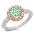 thumbnail image 2 of 1.86 ct Round Cut Simulated Green Diamond Solitaire with Accents Engagement Ring for Women in 18K White/Rose Gold, 2 of 2