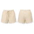 thumbnail image 7 of Besolor Striped Shorts for Women High Waisted Drawstring Wide Leg Lace Patchwork Lightweight Casual Summer Beach Shorts with Pocket, 7 of 7