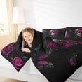 thumbnail image 4 of Homewish Spooky Hipple Skull 7 Pieces Full Size Bedding Sets,Happy Halloween Full Size Bed in a Bag,Rose Floral Butterfly Bed Set,Black Reversible, 4 of 8