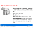thumbnail image 2 of Head Gasket Set - Compatible with 2004 - 2005 Workhorse FasTrack FT1461 6.0L V8, 2 of 3