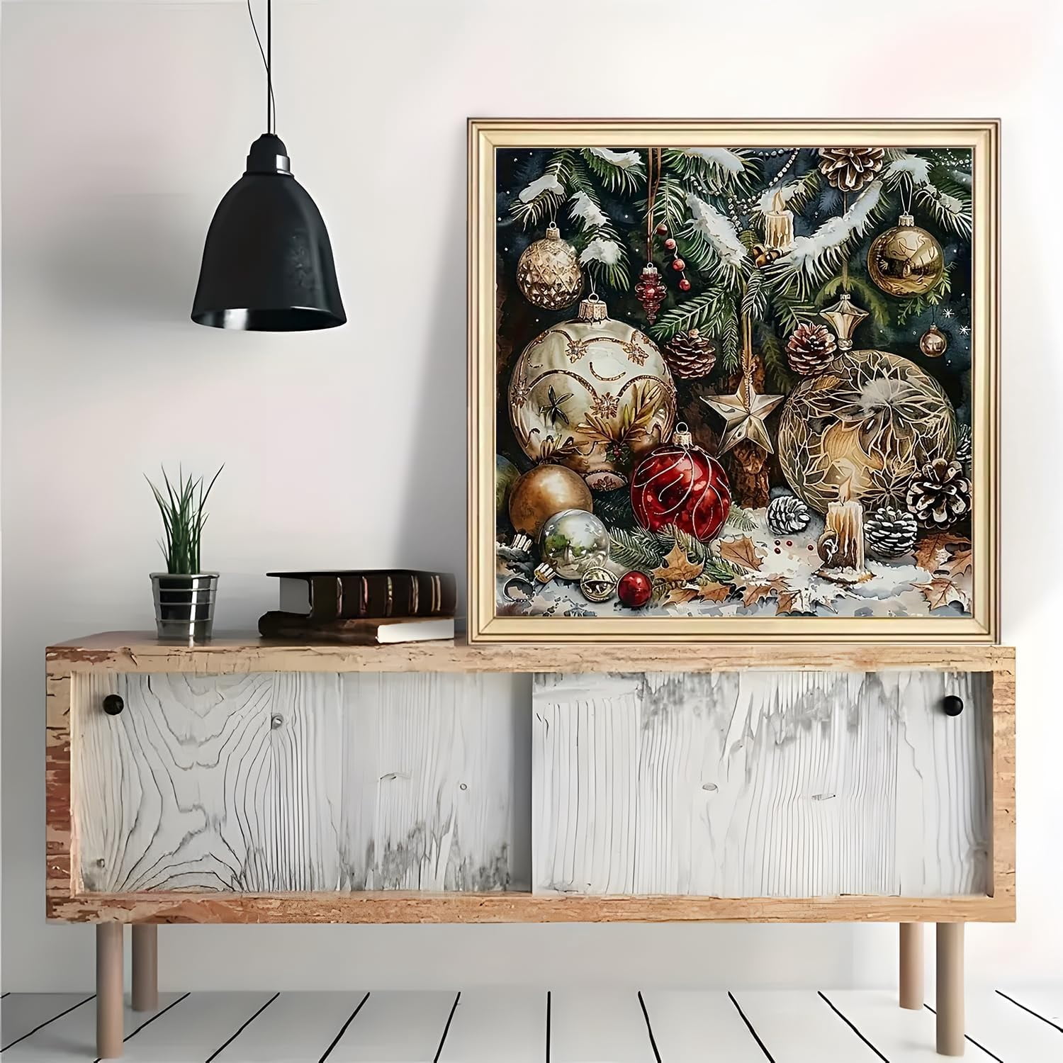 Adult Christmas Baubles & Candles Diamond Painting Kit — Beginner-Friendly Winter DIY Set — 5D Full-Drill Gem Dot Art Kit — Home Wall Decor (40 x 40 cm, Unframed)