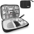 thumbnail image 1 of HAHDAXIA Travel Essentials Cable Organizer Bag - Small Charging Cord Storage, Charger, Cables, Cord Storage and Accessory Bag, Grey, for Travel, Work (Black), 1 of 7