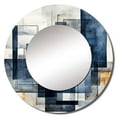 thumbnail image 2 of Designart "Abstract Shapes With Indigo Illusion" Abstract Shapes Rund Mirror For Wall Decor - Large Grey Round Printed Mirror -Modern Round Living Room Mirror - 23" x 23", 2 of 6