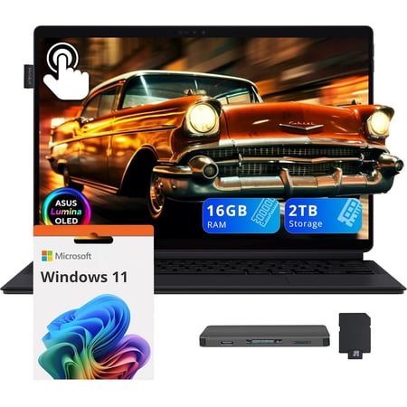 ASUS ProArt 13" OLED 3K Detachable Laptop, Snapdragon X Plus X1P-42-100, 16GB LPDDR5X, 2TB Storage (1TB SSD+1TB Docking Station), Adreno Graphics, Backlit Keyboard, Wi-Fi 7, Win 11 Pro, Black
