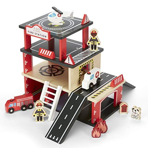 wooden firehouse playset