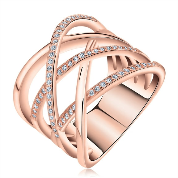 Infinity Ring for Women Crisscross Micro Pave Cz White Gold Plated Ginger Lyne Collection