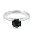 thumbnail image 2 of Gem Stone King 14K White Gold Black Sapphire Solitaire Engagement 4-Prong Ring for Women | 1.15 Cttw | Round 6MM | Gemstone September Birthstone (Size 7), 2 of 4