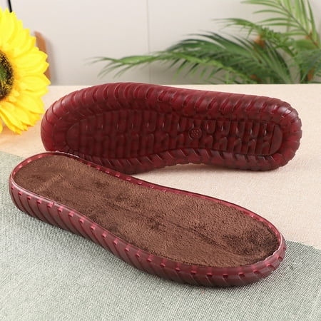 

Anti-kick Crystal beef tendon sole slippers puff shoes wool ice strip cloth thread woven crocheted non-slip sole