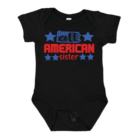 

Inktastic All-American Sister Patriotic Design with Flag and Stars Gift Baby Girl Bodysuit