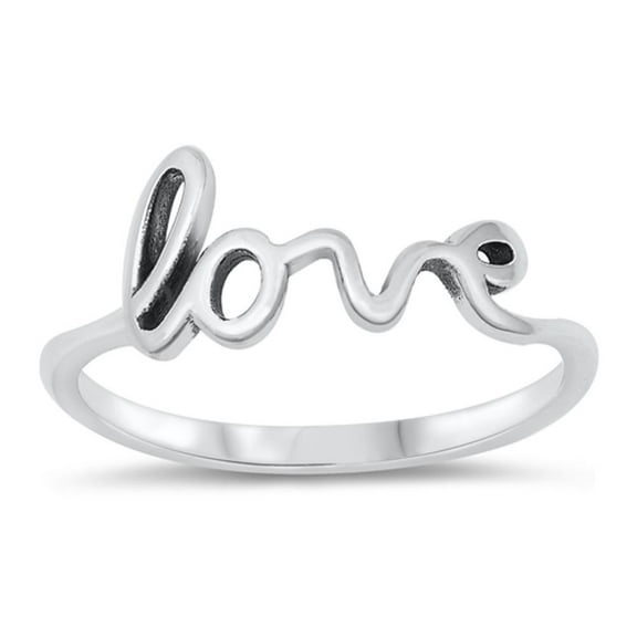 Love Script Written Ring .925 Sterling Silver Band Jewelry Female Male Unisex Size 8