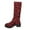Wine, variant on Booties for Women Tall Boots for Women Suede Mid Calf Boots Fall Winter Fashion Floral Print Knee High Boots Comfortable Casual Dress Booties With Side Zipper