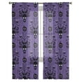 thumbnail image 7 of Sheer Curtains 63 inches Long, Halloween Haunted Grimace Pumpkin Skull Purple Light Filtering Sheer Window Curtains Rod Pocket Voile Drapes for Bedroom Living Room, 52"W x 63"L 2 Panels, 7 of 7