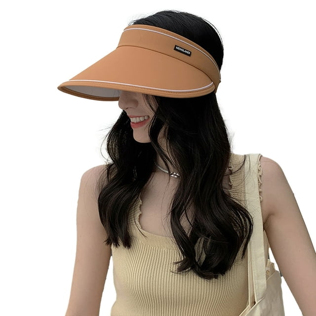 Empty Top Letter Logo Elastic Rope Hair Hoop Design Sun Hat Women Extended Brim Outdoor Riding Hat