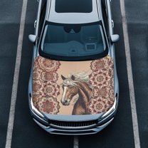 Uorisanigo Car Hood Cover Protective Ethnic Horse Hood Covers for Cars 59.05"x39.37" (150x100cm), Women Men Automotive Exterior Accessories for Cars, SUVs, or Pickup Trucks