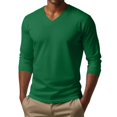 thumbnail image 2 of Men Long Sleeve V Neck Pullover Shirt Lightweight Regular Fit Soft Fabric Plain Basic Top for Daily Wear, 2 of 6