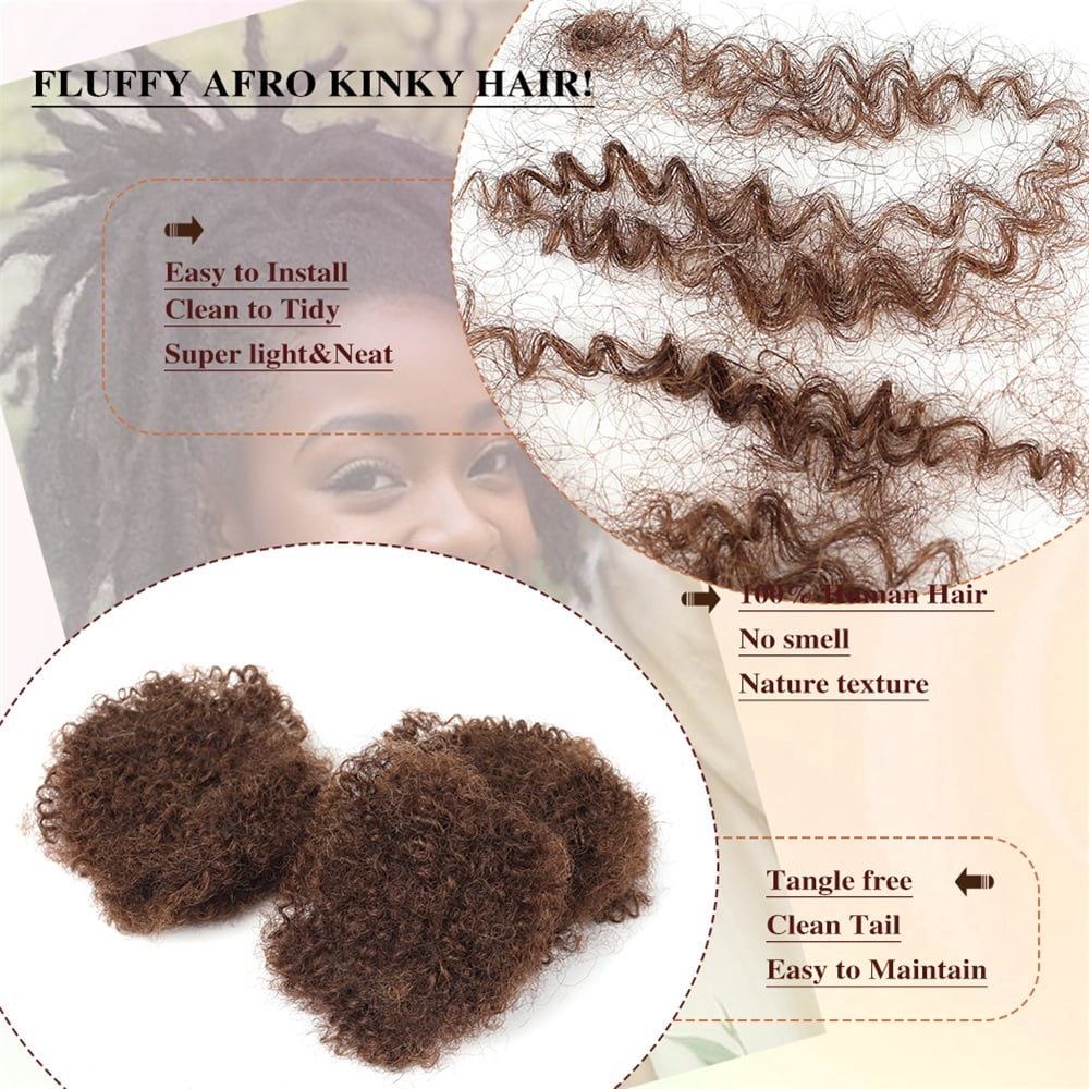 Afro Kinkys Bulk Human Hair #4 Brown Hair Bundles for Mini Twist, Braiding, Loc Extensions & Crochet