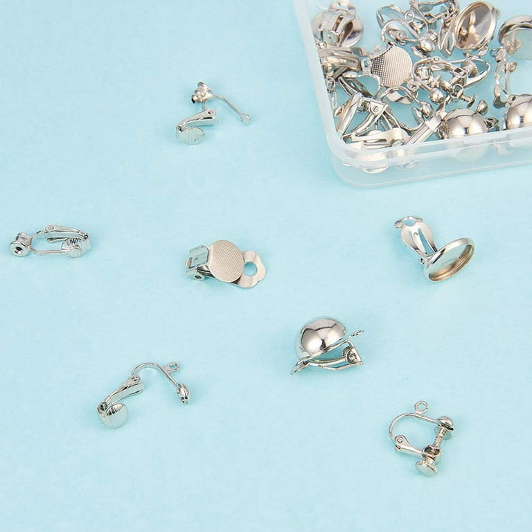 30x Silver Color Flat Back Blank Pad Cabochon Base Earring 