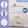 thumbnail image 3 of CL.HPAHKL 4-Tier Adjustable Storage Shelves with Wheels 35.6"L x 14"W x 61.8"H, NSF Metal Shelving Unit, Commercial Grade Steel Utility Layer Shelf Rack Organizer, 1400lbs Capacity, Chrome, 3 of 8
