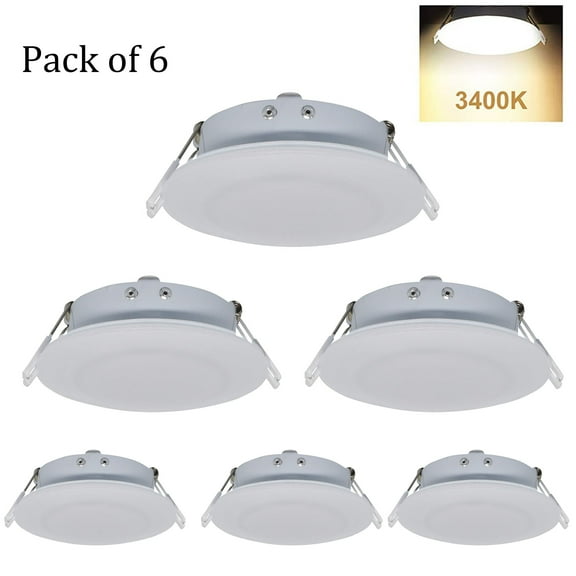 Facon 4.5Inch LED RV Puck Light Full Aluminum Recessed LED Ceiling Lights, 12V Interior Light for RV Motor-Homes Camper Caravan Trailer Boat (Pack of 6)