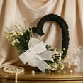 thumbnail image 4 of Valentine's Day Wreath 14" Heart Shaped Wreath with White Bow Handmade Valentine's Day Decorations for Anniversary Wedding Party Gift Home Wall Window Front Door Decor, 4 of 5