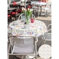 thumbnail image 6 of Outdoor Tablecloth with Umbrella Hole Zipper Botanical Flowers Round Tablecloth 60" Waterproof Outside Table Cloth Spring Pink Dragonfly Pastoral Patio Table Cover Tablecloths for Picnic Party, 6 of 8