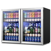 Yeego Beverage Cooler, Freestanding Beverage Refrigerator with Glass Door, Adjustable Shelving, 282-360 Can, 2 Pack