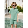 thumbnail image 2 of Arshiner Toddler Boy Clothes Summer Outfits Short Sleeve Button Down Shirt and Shorts Set with Pockets Light Blue 6-7 Years, 2 of 7