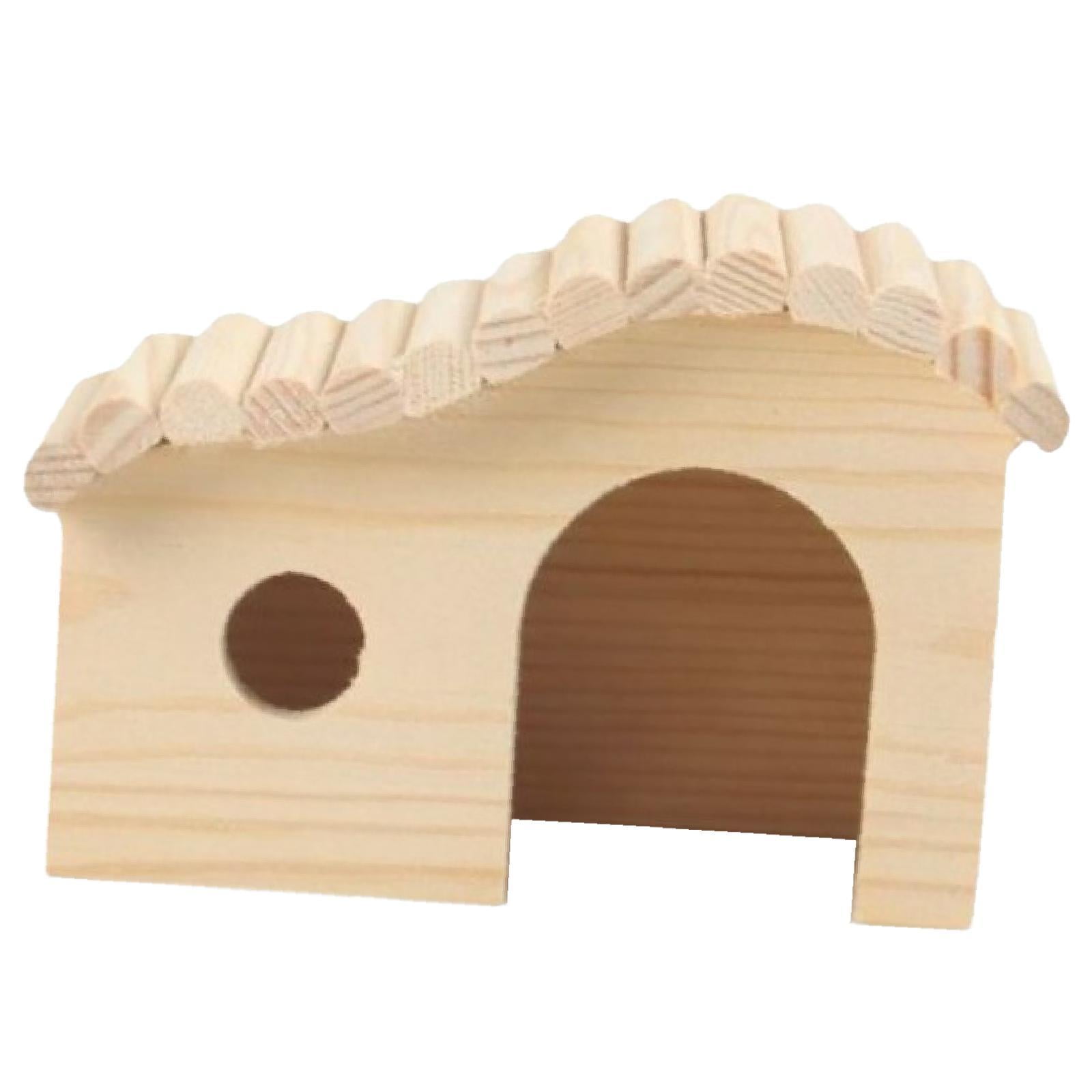 EHJRE 2x Hamster Wood House Hideout Hamster Habitats Decor, Cage Toy Hamster Hut Small Animals Sleeping Hut for Mice Gerbils