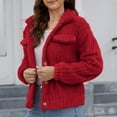 thumbnail image 4 of Aloohaidyvio Women Winter Casual Fuzzy Button Down Long Sleeve Warm Short Crop Jacket Coat, 4 of 5